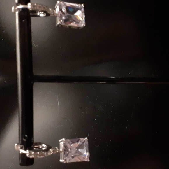 Drop Dangle Earrings White Sapphire 925 Silver - Elegant - Picture 9 of 11